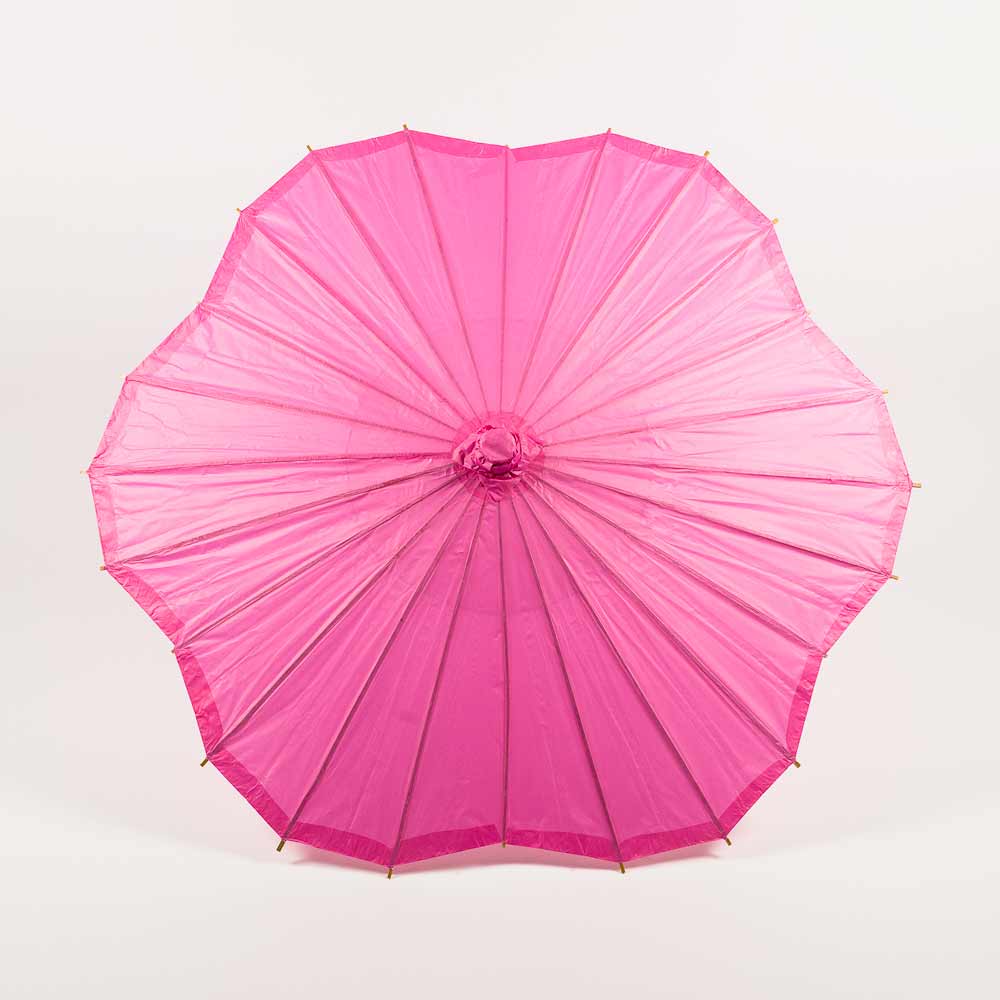 BULK PACK (6-Pack) 32" Fuchsia Paper Parasol Umbrella, Scallop Blossom Shaped with Elegant Handle
