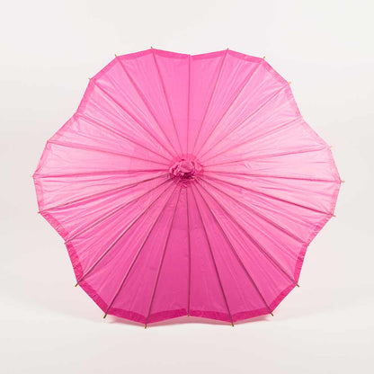 BULK PACK (10-Pack) 32" Fuchsia Paper Parasol Umbrella, Scallop Blossom Shaped with Elegant Handle