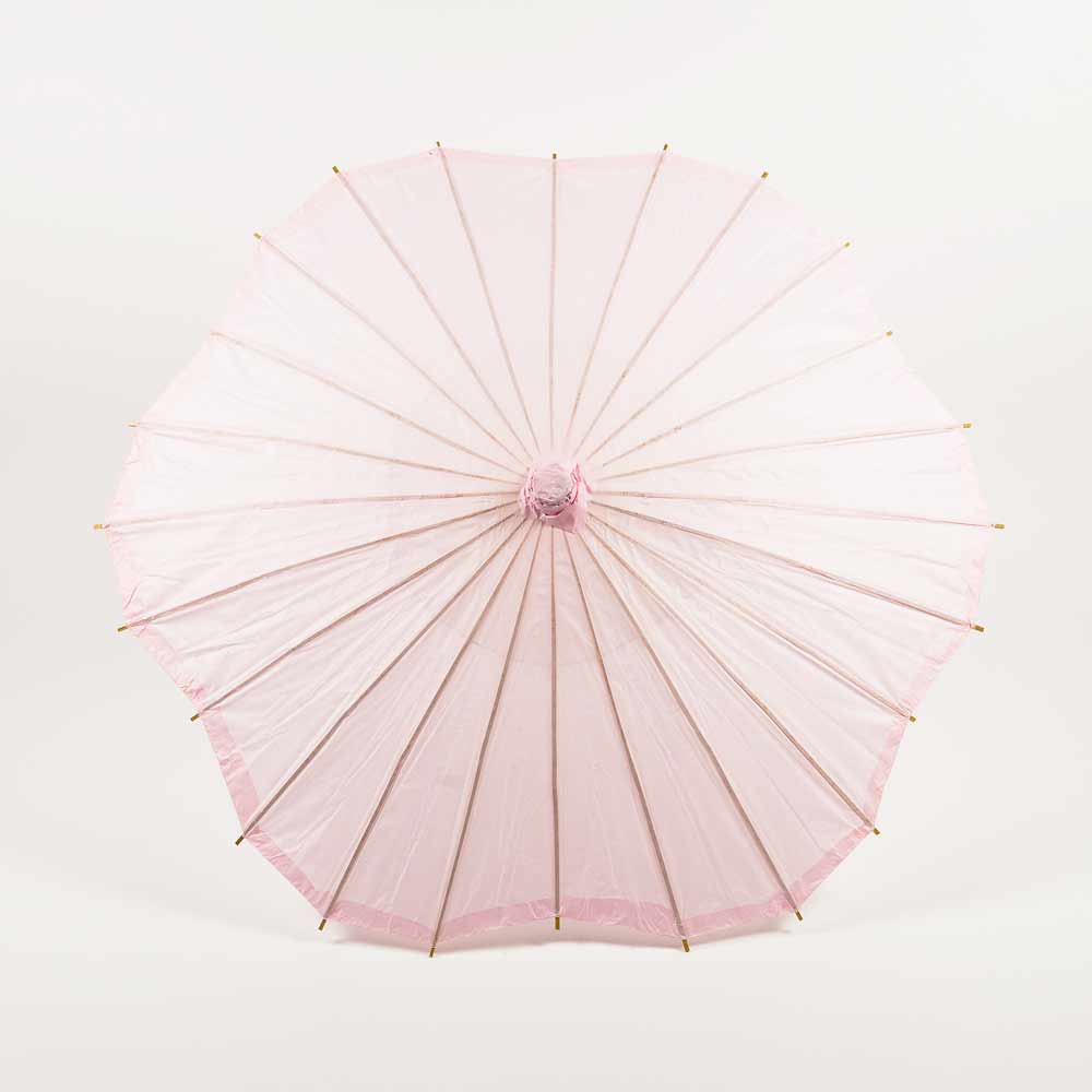 BULK PACK (10-Pack) 32" Pink Paper Parasol Umbrella, Scallop Blossom Shaped with Elegant Handle