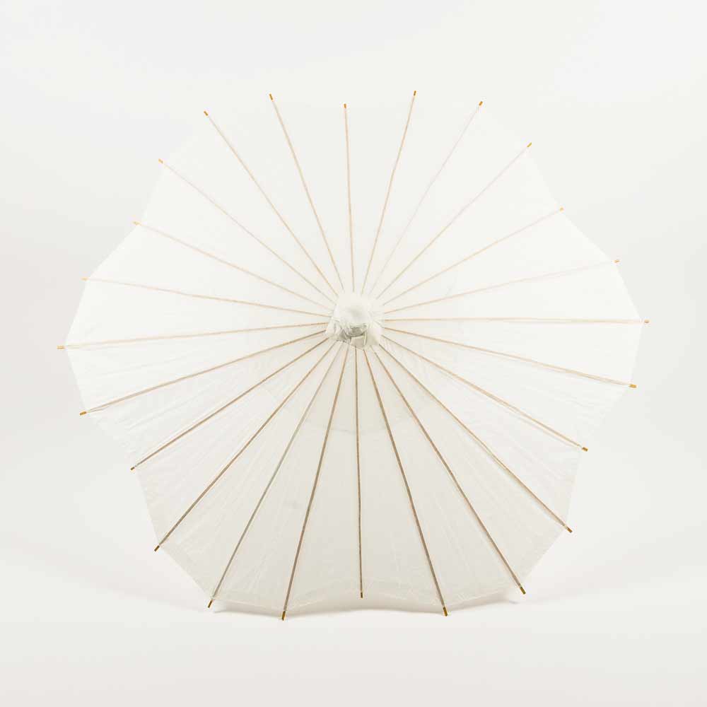 BULK PACK (6-Pack) 32" White Paper Parasol Umbrella, Scallop Blossom Shaped with Elegant Handle