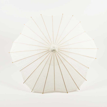 BULK PACK (6-Pack) 32" White Paper Parasol Umbrella, Scallop Blossom Shaped with Elegant Handle