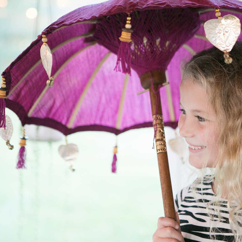 Fuchsia Pink Balinese Festival Parasol - PaperLanternStore.com - Paper Lanterns, Decor, Party Lights & More