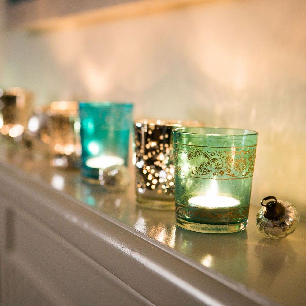 Turquoise Blue Naina Painted Glass Candle Holder - PaperLanternStore.com - Paper Lanterns, Decor, Party Lights & More