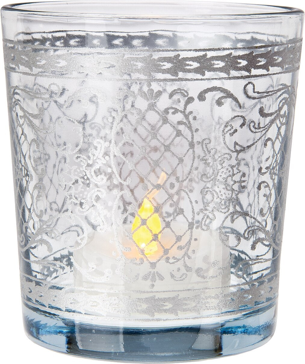 Clear & Silver Sarah Glass Candle Holder - PaperLanternStore.com - Paper Lanterns, Decor, Party Lights & More