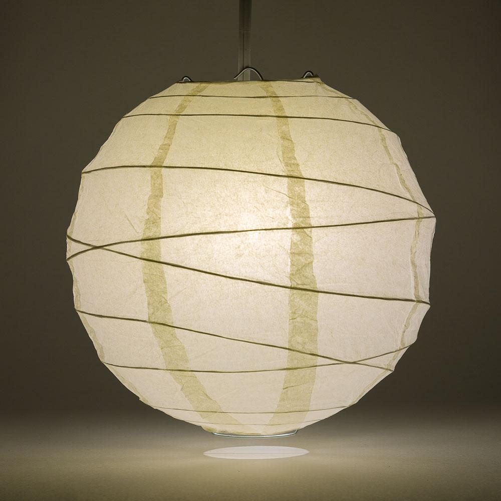 BULK PACK (6) 42" Beige / Ivory Jumbo Round Paper Lantern, Crisscross Ribbing, Chinese Hanging Wedding & Party Decoration
