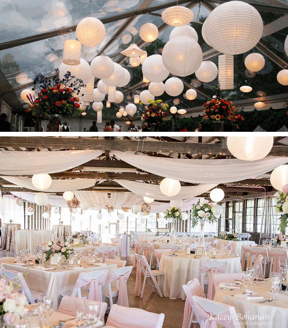 BULK PACK (50) 20" White Round Paper Lantern, Crisscross Ribbing, Chinese Hanging Wedding & Party Decoration