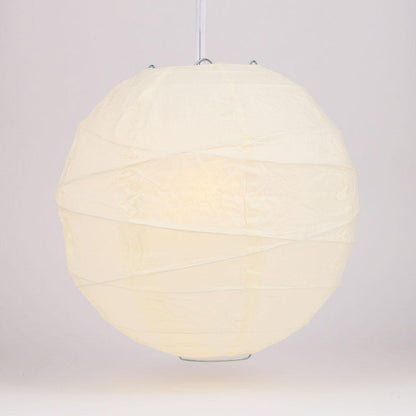 BULK PACK (6) 42" Beige / Ivory Jumbo Round Paper Lantern, Crisscross Ribbing, Chinese Hanging Wedding & Party Decoration