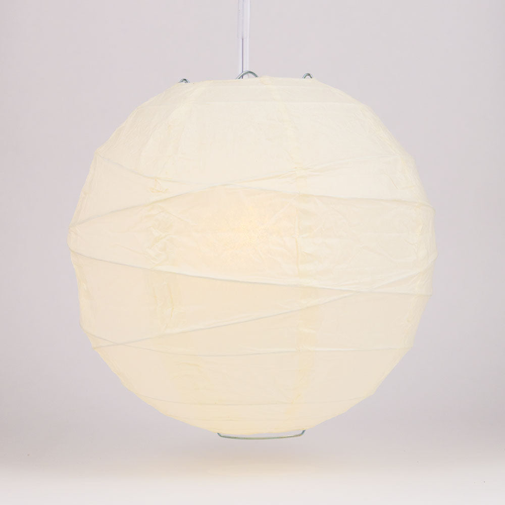 36" Beige / Ivory Jumbo Round Paper Lantern, Crisscross Ribbing, Chinese Hanging Wedding & Party Decoration - PaperLanternStore.com - Paper Lanterns, Decor, Party Lights & More