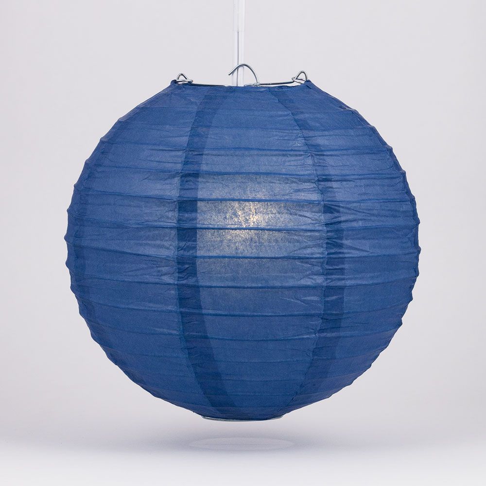 36" Navy Blue Jumbo Round Paper Lantern, Even Ribbing, Chinese Hanging Wedding & Party Decoration - PaperLanternStore.com - Paper Lanterns, Decor, Party Lights & More