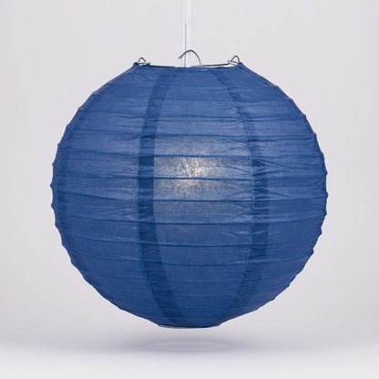 36" Navy Blue Jumbo Round Paper Lantern, Even Ribbing, Chinese Hanging Wedding & Party Decoration - PaperLanternStore.com - Paper Lanterns, Decor, Party Lights & More