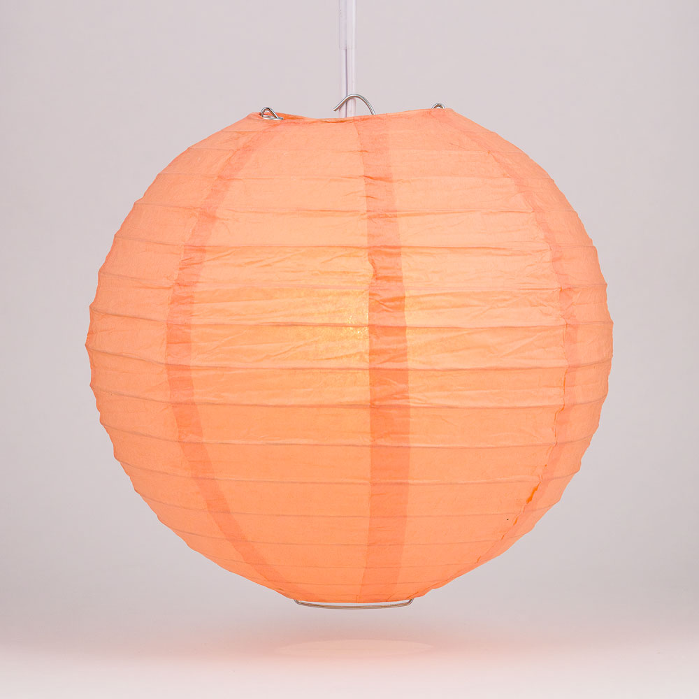 36" Peach / Orange Coral Jumbo Round Paper Lantern, Even Ribbing, Chinese Hanging Wedding & Party Decoration - PaperLanternStore.com - Paper Lanterns, Decor, Party Lights & More