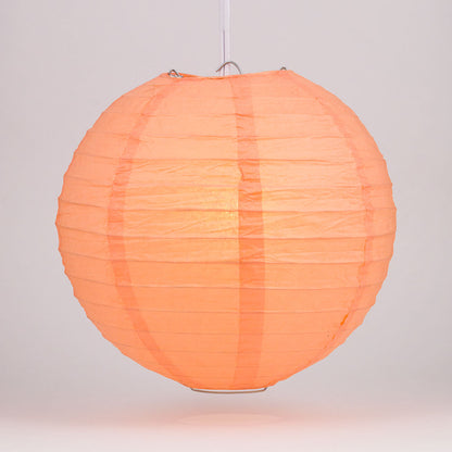 36" Peach / Orange Coral Jumbo Round Paper Lantern, Even Ribbing, Chinese Hanging Wedding & Party Decoration - PaperLanternStore.com - Paper Lanterns, Decor, Party Lights & More