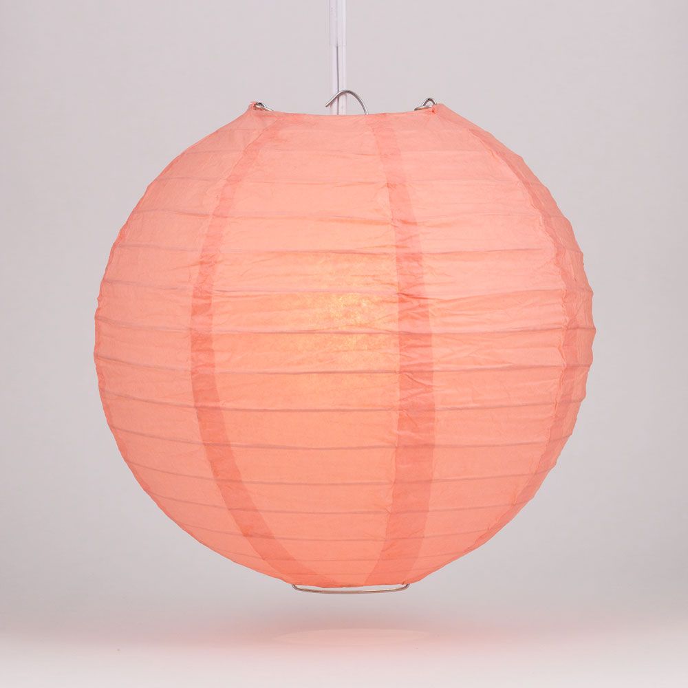 36" Roseate / Pink Coral Jumbo Round Paper Lantern, Even Ribbing, Chinese Hanging Wedding & Party Decoration - PaperLanternStore.com - Paper Lanterns, Decor, Party Lights & More
