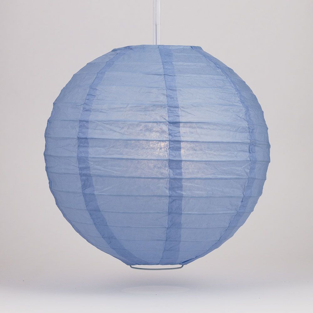 36" Serenity Blue Jumbo Round Paper Lantern, Even Ribbing, Chinese Hanging Wedding & Party Decoration - PaperLanternStore.com - Paper Lanterns, Decor, Party Lights & More