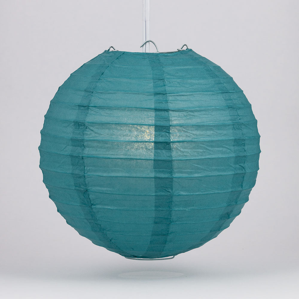 36" Tahiti Teal Jumbo Round Paper Lantern, Even Ribbing, Chinese Hanging Wedding & Party Decoration - PaperLanternStore.com - Paper Lanterns, Decor, Party Lights & More