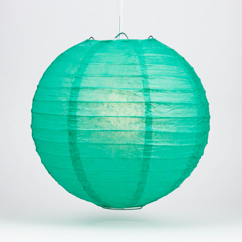 36" Teal Green Jumbo Round Paper Lantern, Even Ribbing, Chinese Hanging Wedding & Party Decoration - PaperLanternStore.com - Paper Lanterns, Decor, Party Lights & More