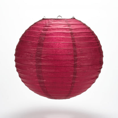 36" Velvet Red Jumbo Round Paper Lantern, Even Ribbing, Chinese Hanging Wedding & Party Decoration - PaperLanternStore.com - Paper Lanterns, Decor, Party Lights & More