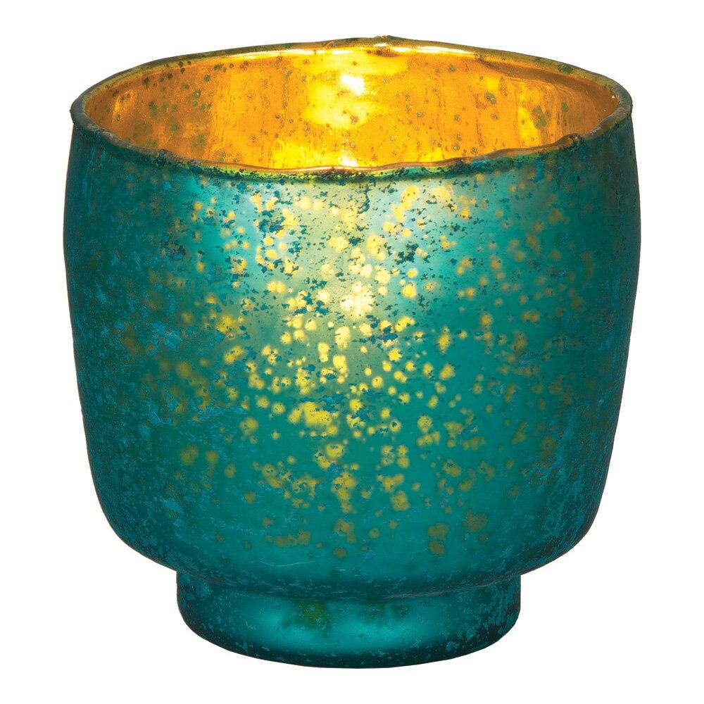 Turquoise Blue Kebi Luxe Glass Candle Holder - PaperLanternStore.com - Paper Lanterns, Decor, Party Lights & More