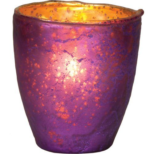 Plum Purple Ebe Luxe Glass Small Candle Holder - PaperLanternStore.com - Paper Lanterns, Decor, Party Lights & More
