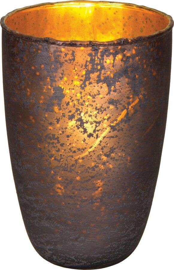 Charcoal Grey Salama Luxe Glass Medium Candle Holder - PaperLanternStore.com - Paper Lanterns, Decor, Party Lights & More