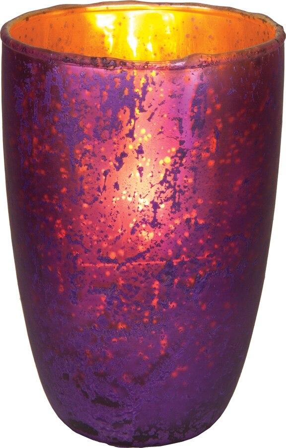 Plum Purple Salama Luxe Glass Medium Candle Holder - PaperLanternStore.com - Paper Lanterns, Decor, Party Lights & More