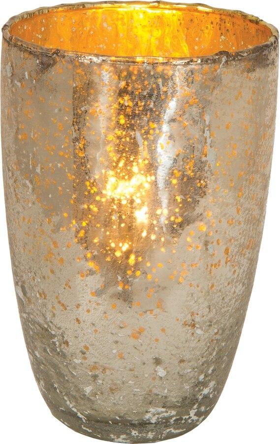 Silver Salama Luxe Glass Medium Candle Holder - PaperLanternStore.com - Paper Lanterns, Decor, Party Lights & More