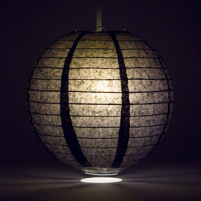 BULK PACK (12) 24" Black Round Paper Lantern, Even Ribbing, Chinese Hanging Wedding & Party Decoration - PaperLanternStore.com - Paper Lanterns, Decor, Party Lights & More