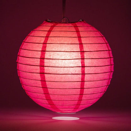 BULK PACK (5) 8" Fuchsia / Hot Pink Round Paper Lantern, Even Ribbing, Chinese Hanging Wedding & Party Decoration - PaperLanternStore.com - Paper Lanterns, Decor, Party Lights & More