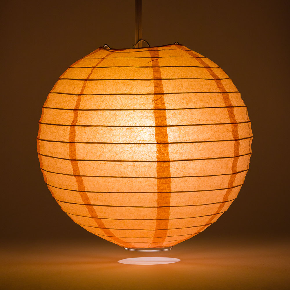 16" Peach / Orange Coral Round Paper Lantern, Even Ribbing, Chinese Hanging Wedding & Party Decoration - PaperLanternStore.com - Paper Lanterns, Decor, Party Lights & More