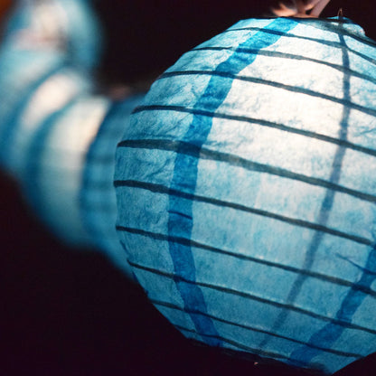 10 Socket Turquoise Round Paper Lantern Party String Lights (4" Lanterns, Expandable) - PaperLanternStore.com - Paper Lanterns, Decor, Party Lights & More