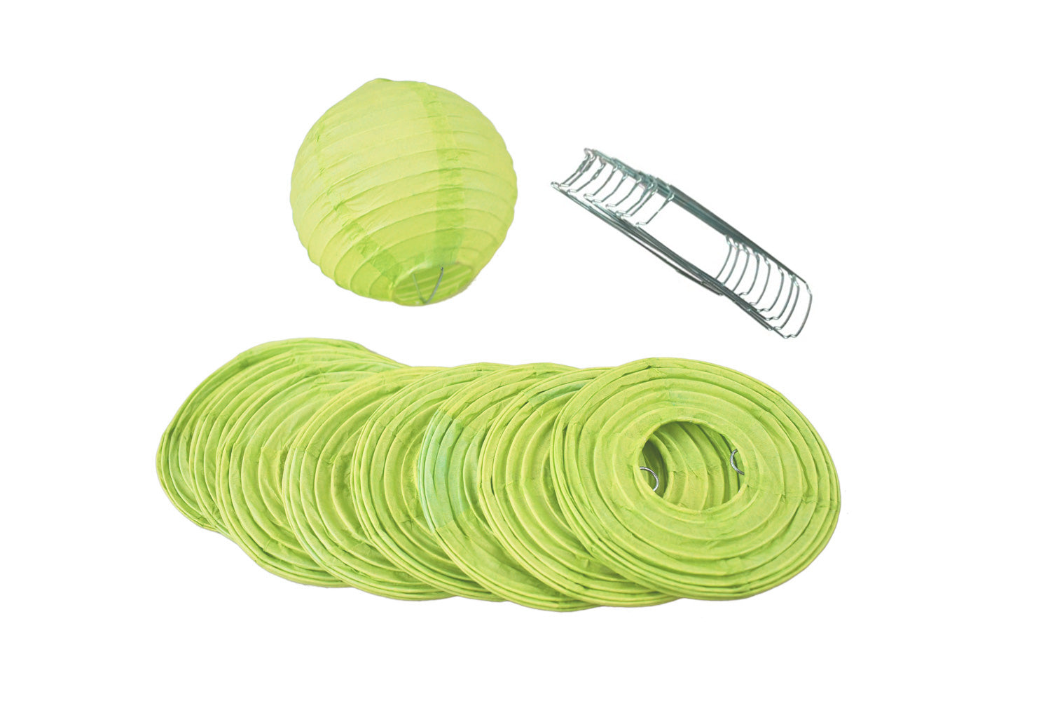 10 Socket Light Lime Green Round Paper Lantern Party String Lights (4" Lanterns, Expandable) - PaperLanternStore.com - Paper Lanterns, Decor, Party Lights & More