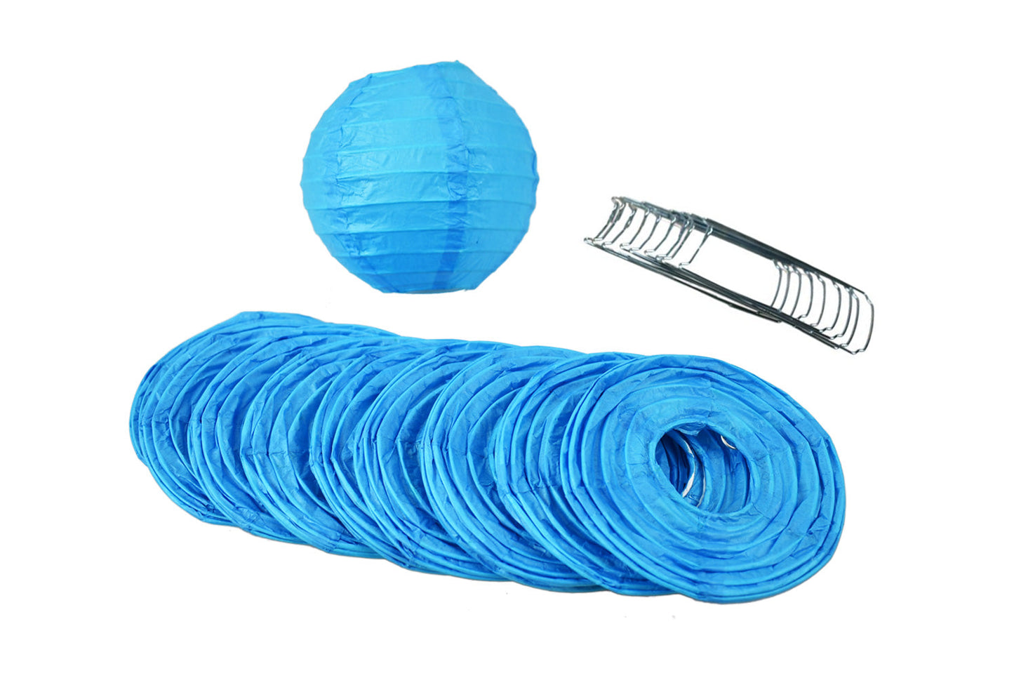 10 Socket Turquoise Round Paper Lantern Party String Lights (4" Lanterns, Expandable) - PaperLanternStore.com - Paper Lanterns, Decor, Party Lights & More