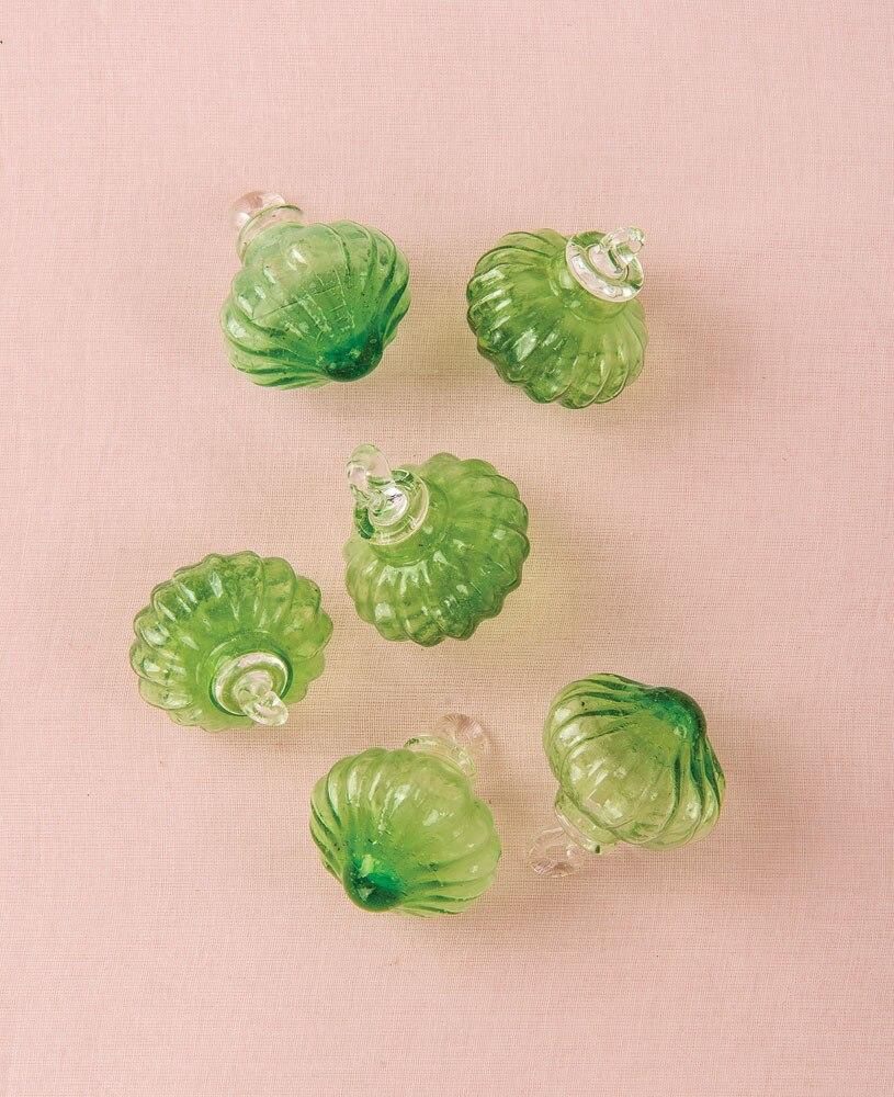Light Green Lucy Mini Recycled Glass Bulb Ornament, Set of 6 - PaperLanternStore.com - Paper Lanterns, Decor, Party Lights & More