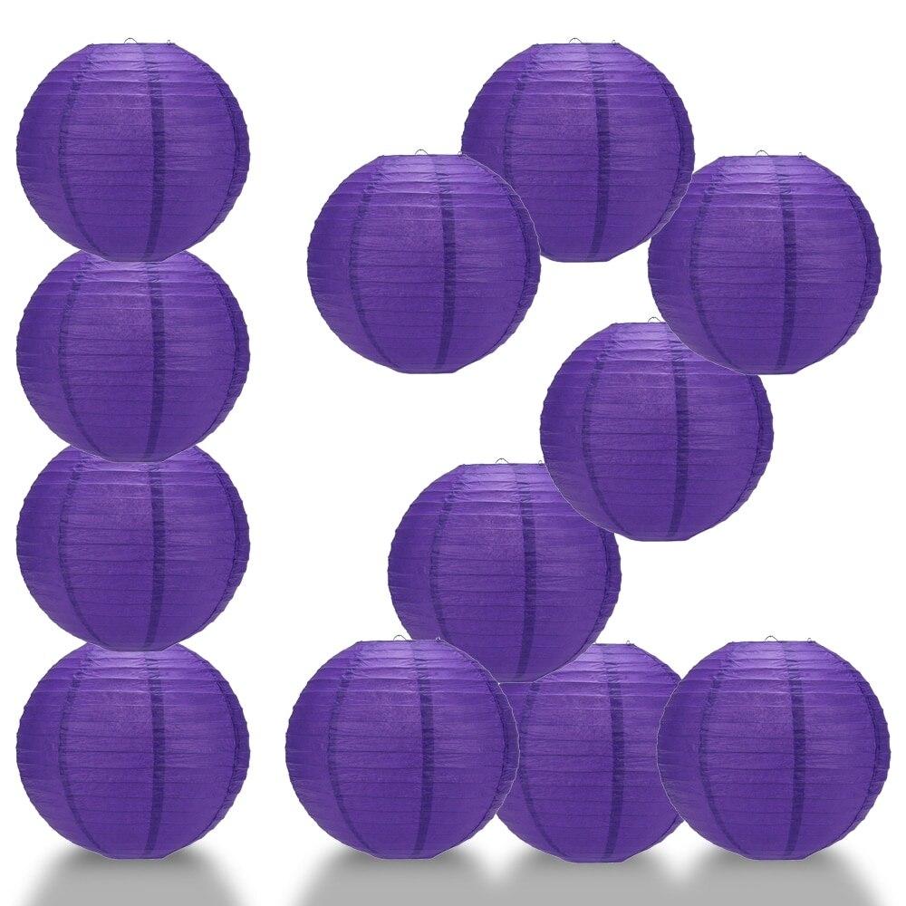 BULK PACK (12) 18" Plum Purple Round Paper Lantern, Even Ribbing, Chinese Hanging Wedding & Party Decoration - PaperLanternStore.com - Paper Lanterns, Decor, Party Lights & More