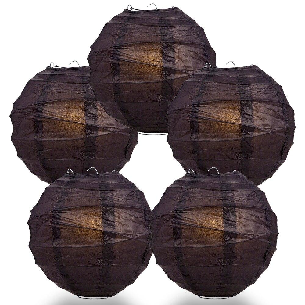 BULK PACK (5) 18" Black Round Paper Lantern, Crisscross Ribbing, Chinese Hanging Wedding & Party Decoration - PaperLanternStore.com - Paper Lanterns, Decor, Party Lights & More