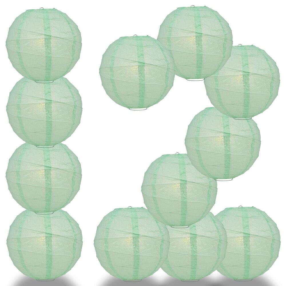 BULK PACK (12) 18" Cool Mint Green Round Paper Lantern, Crisscross Ribbing, Chinese Hanging Wedding & Party Decoration - PaperLanternStore.com - Paper Lanterns, Decor, Party Lights & More