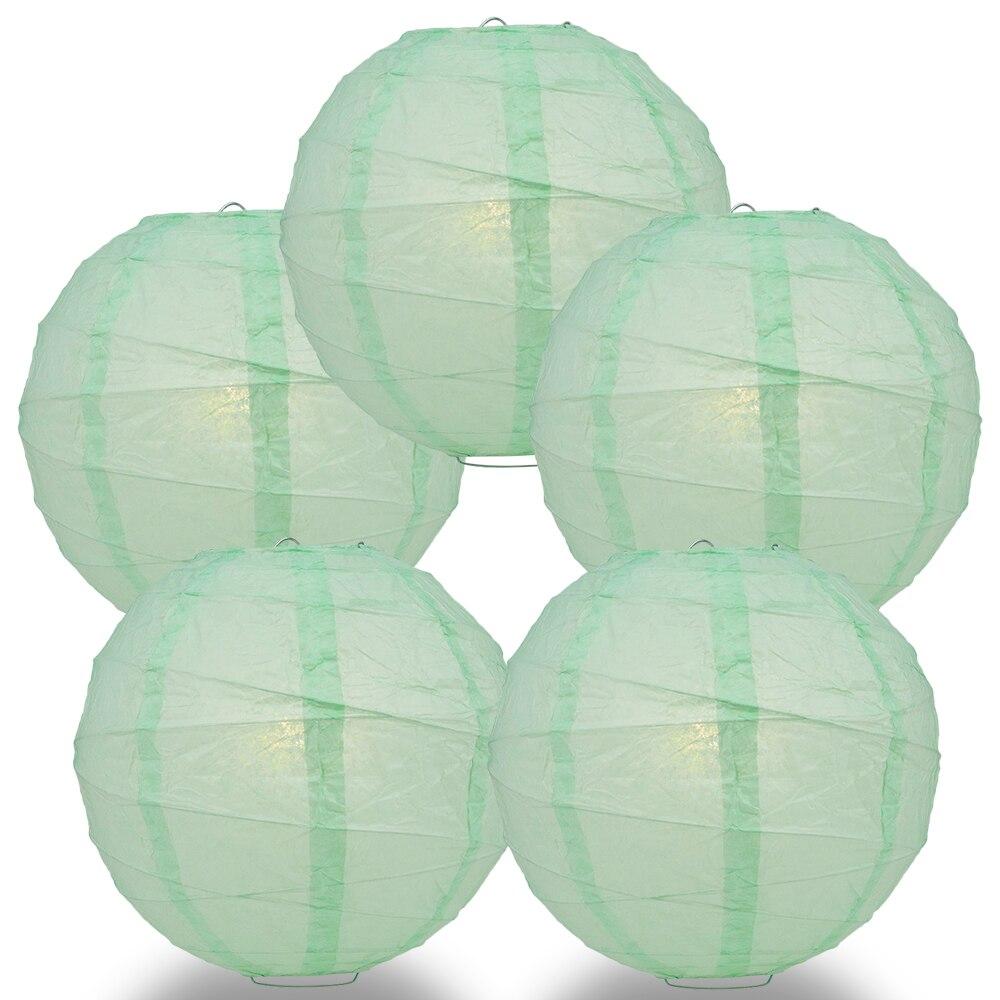 BULK PACK (5) 18" Cool Mint Green Round Paper Lantern, Crisscross Ribbing, Chinese Hanging Wedding & Party Decoration - PaperLanternStore.com - Paper Lanterns, Decor, Party Lights & More