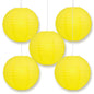 5-PACK 24" Yellow Round Paper Lantern, Even Ribbing, Chinese Hanging Wedding & Party Decoration