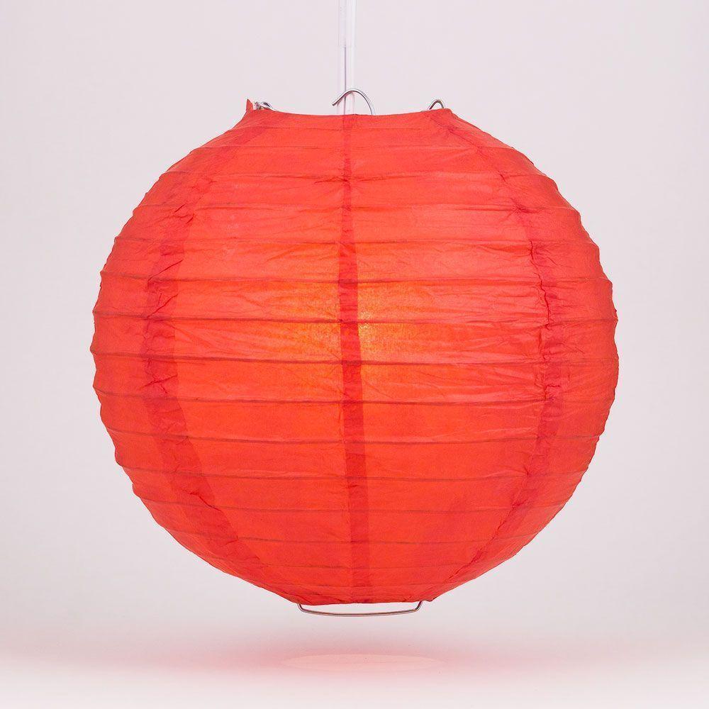 6" Red Round Paper Lantern, Even Ribbing, Chinese Hanging Wedding & Party Decoration - PaperLanternStore.com - Paper Lanterns, Decor, Party Lights & More