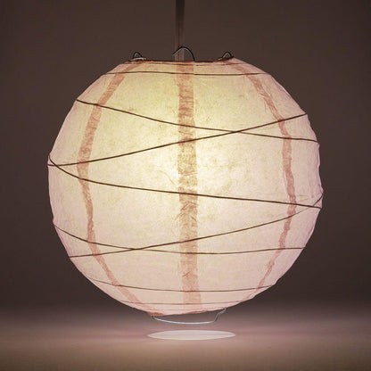 BULK PACK (12) 20" Rose Quartz Pink Round Paper Lantern, Crisscross Ribbing, Chinese Hanging Wedding & Party Decoration