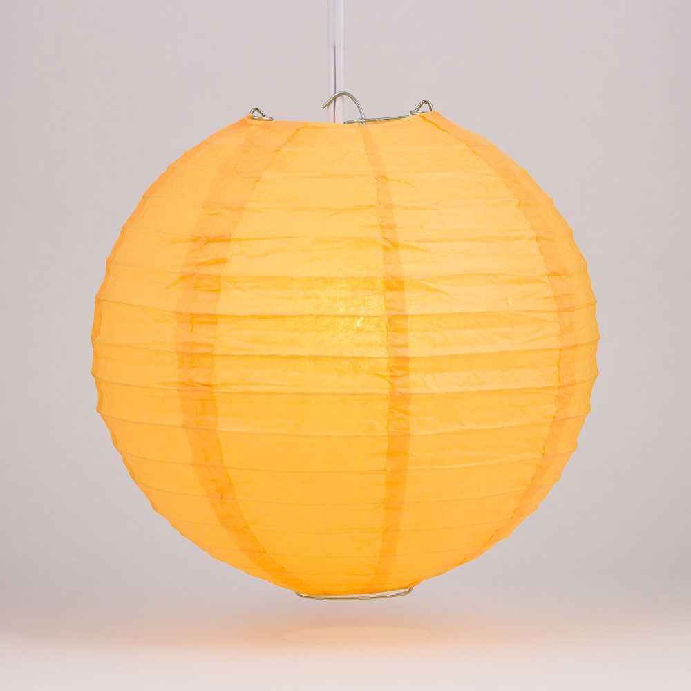 6" Papaya Round Paper Lantern, Even Ribbing, Hanging Decoration - PaperLanternStore.com - Paper Lanterns, Decor, Party Lights & More