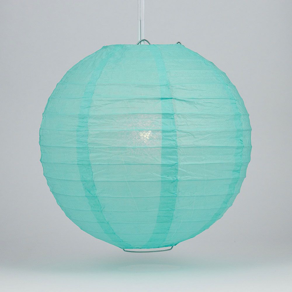 6" Water Blue Round Paper Lantern, Even Ribbing, Chinese Hanging Wedding & Party Decoration - PaperLanternStore.com - Paper Lanterns, Decor, Party Lights & More