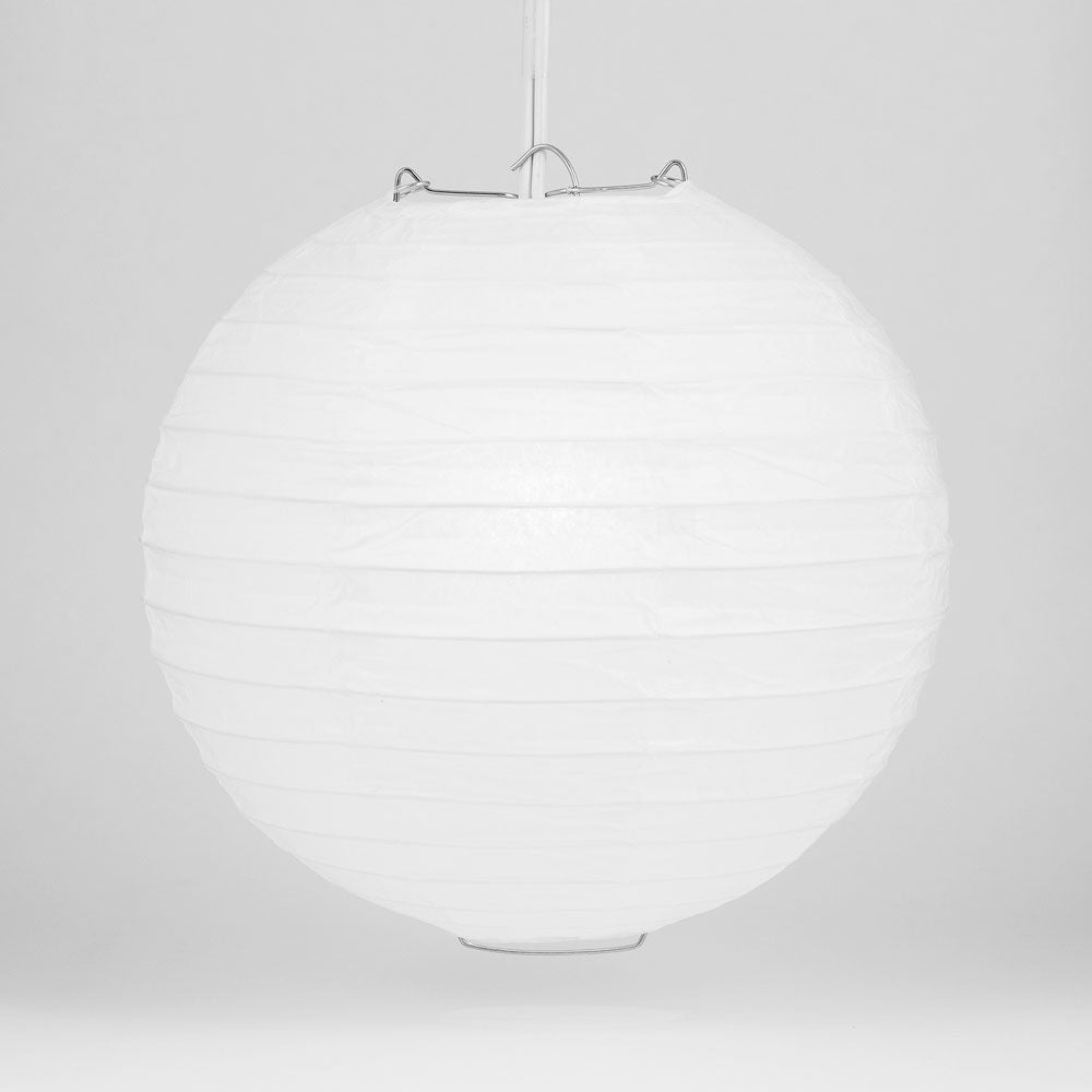 20" White Round Paper Lantern, Even Ribbing, Chinese Hanging Wedding & Party Decoration - PaperLanternStore.com - Paper Lanterns, Decor, Party Lights & More