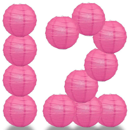 BULK PACK (12) 32" Fuchsia / Hot Pink Round Paper Lantern, Crisscross Ribbing, Chinese Hanging Wedding & Party Decoration - PaperLanternStore.com - Paper Lanterns, Decor, Party Lights & More