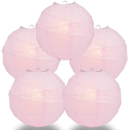 BULK PACK (5) 32" Pink Round Paper Lantern, Crisscross Ribbing, Chinese Hanging Wedding & Party Decoration - PaperLanternStore.com - Paper Lanterns, Decor, Party Lights & More