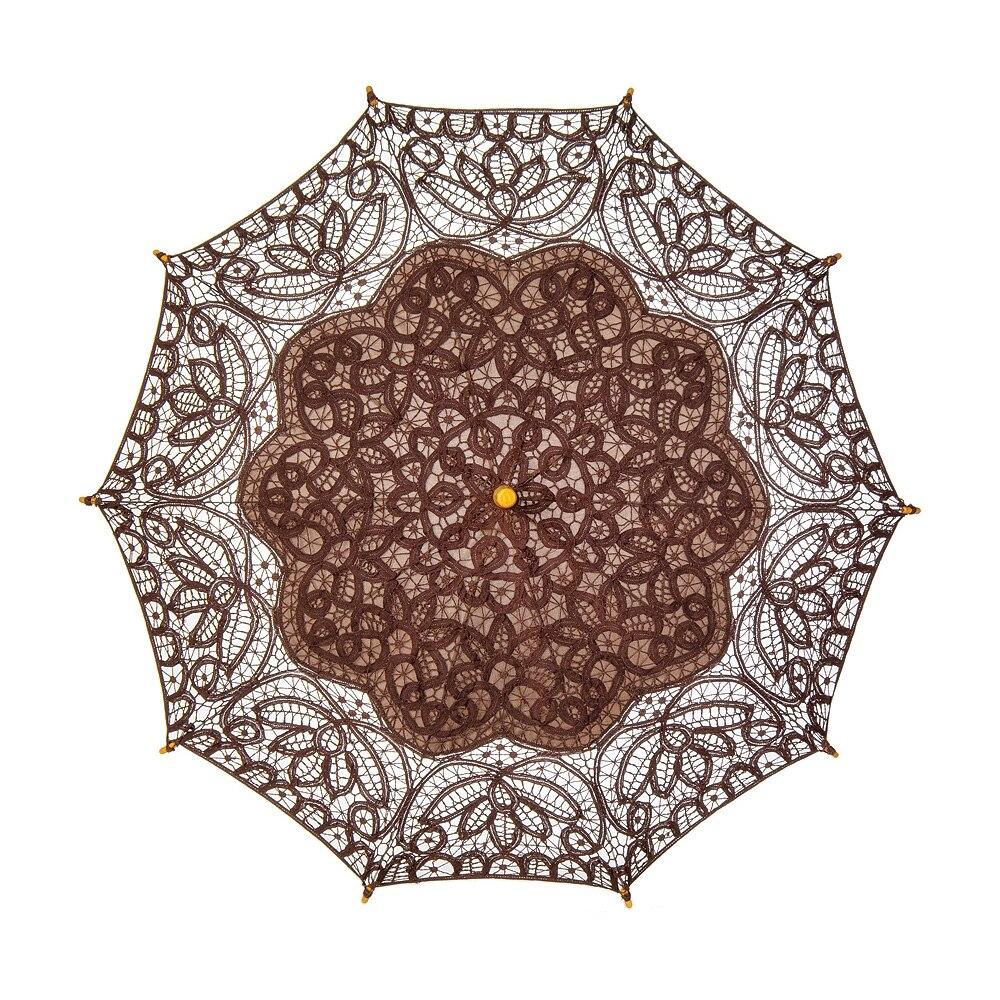 Chocolate Brown Battenburg Lace Parasol - PaperLanternStore.com - Paper Lanterns, Decor, Party Lights & More
