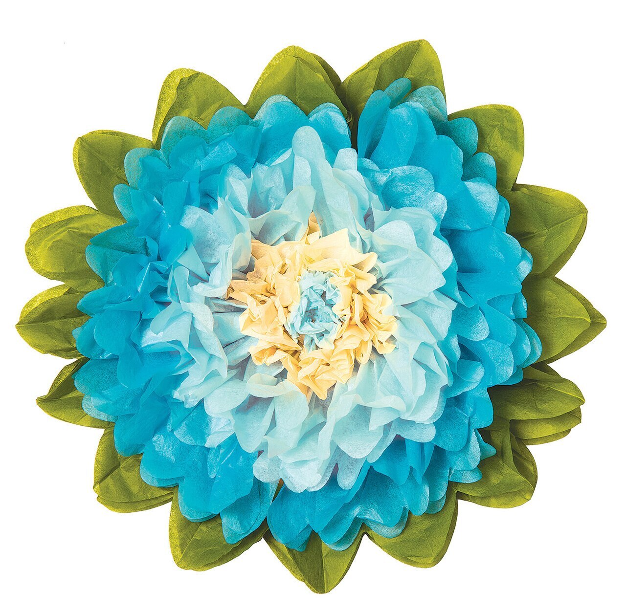 Large Turquoise Blue 15 Inch Tissue Paper Flower - PaperLanternStore.com - Paper Lanterns, Decor, Party Lights & More