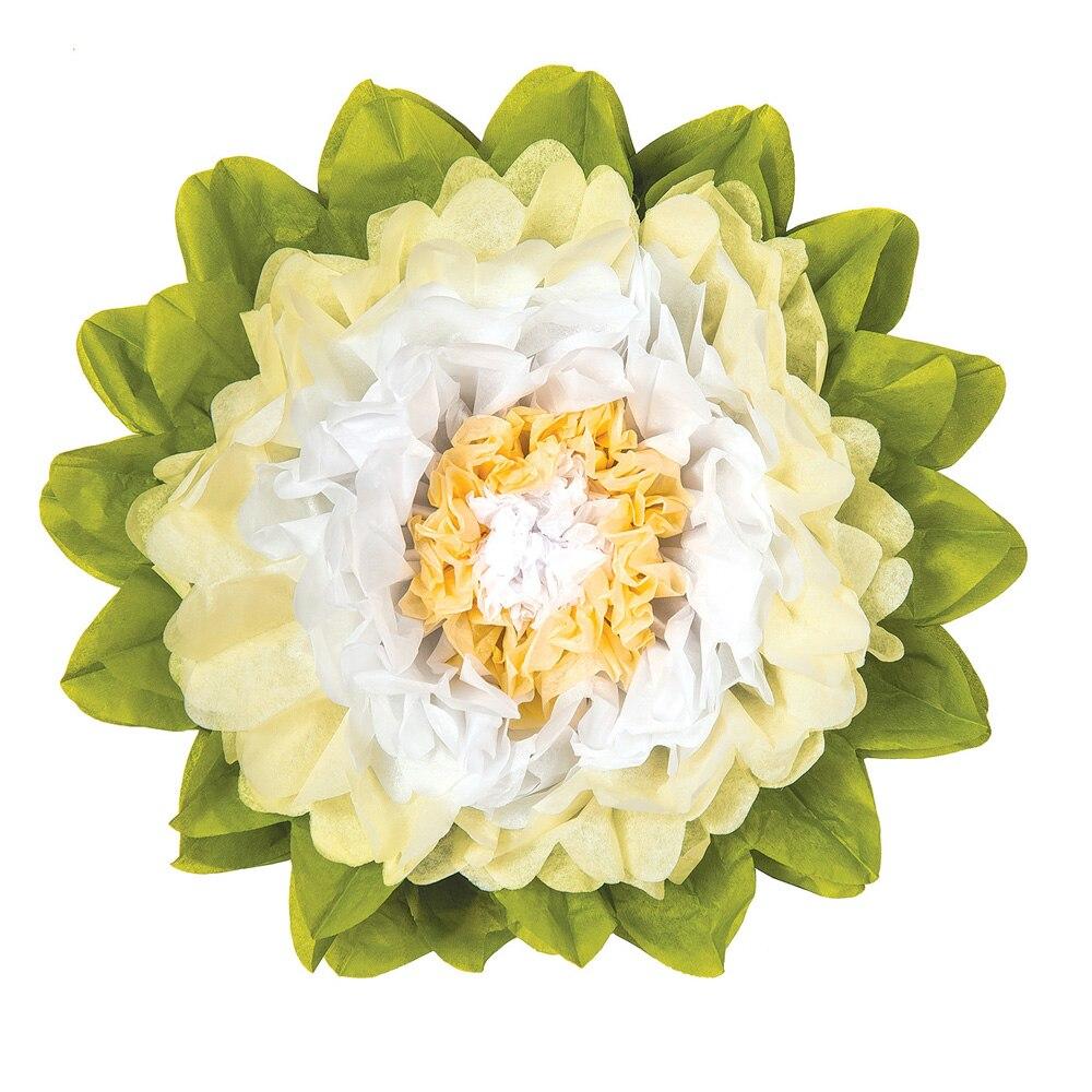Large Ivory & White 15 Inch Tissue Paper Flower - PaperLanternStore.com - Paper Lanterns, Decor, Party Lights & More