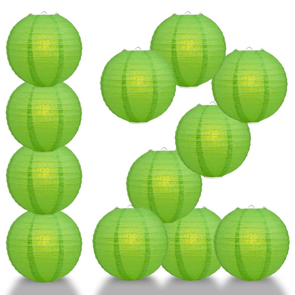 BULK PACK (12) 18" Grass Greenery Round Paper Lantern, Even Ribbing, Chinese Hanging Wedding & Party Decoration - PaperLanternStore.com - Paper Lanterns, Decor, Party Lights & More