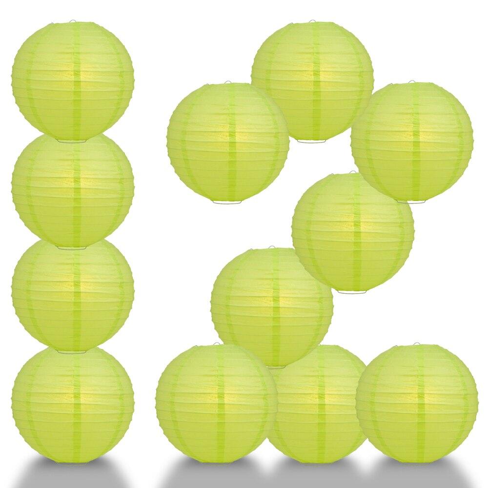 BULK PACK (12) 18" Light Lime Green Round Paper Lantern, Even Ribbing, Chinese Hanging Wedding & Party Decoration - PaperLanternStore.com - Paper Lanterns, Decor, Party Lights & More